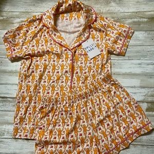 New with tags Roller Rabbit Orange Monkey Polo Pajamas